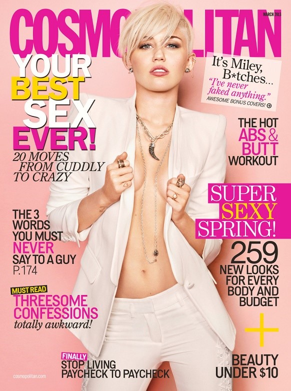 "Best celebrity covers of 2013:: Miley Cyrus on Cosmopolitan"