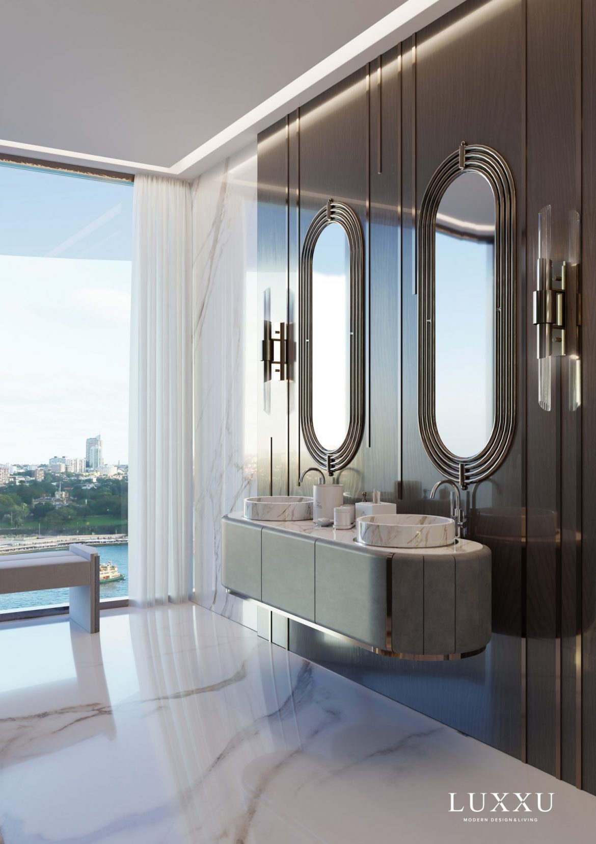 washbasin bathroom Opulent Hospitality Design – A Luxurious Sydney Hotel Décor By Luxxu