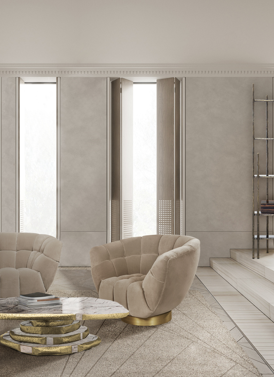 classic beige velvet armchair living room