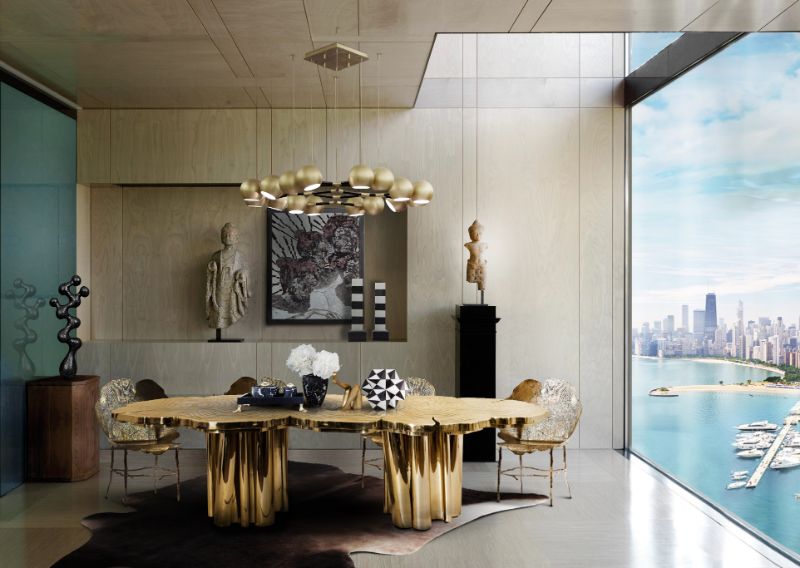 golden table modern luxurious dining room