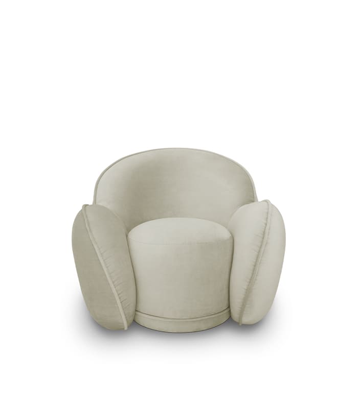 Cream Colored Velvet Armchair