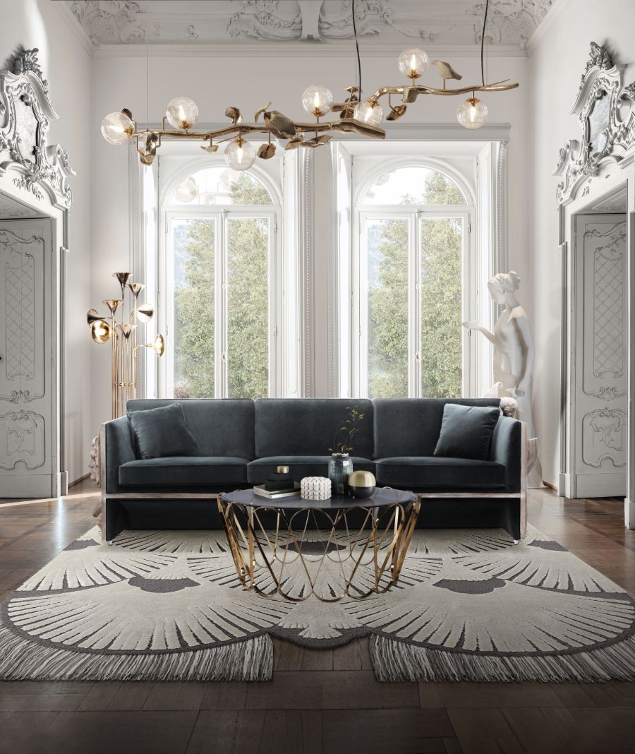 blue velvet sofa Modern Living Rooms To Be Inspired By