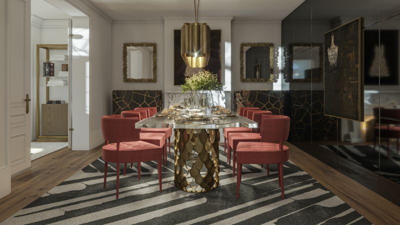 red dining chairs modern luxurious dining room