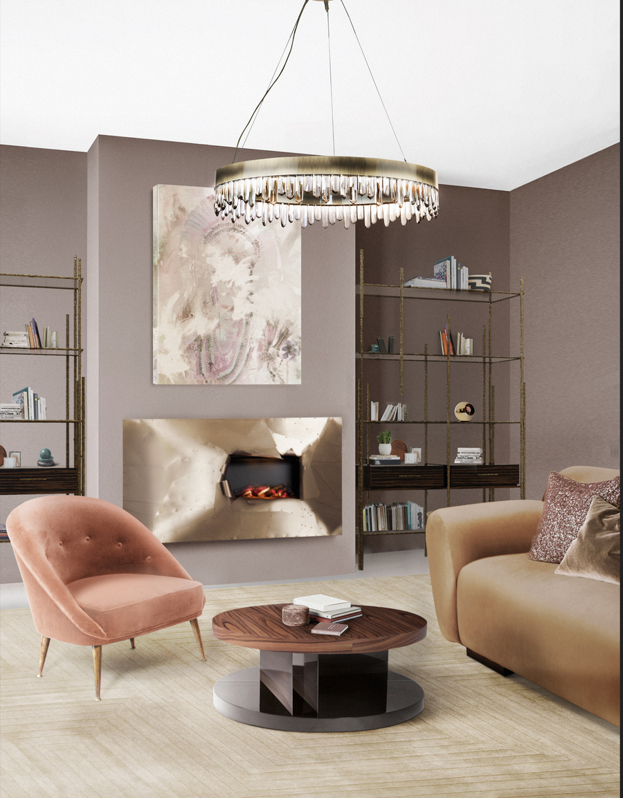 pink living room glamurous