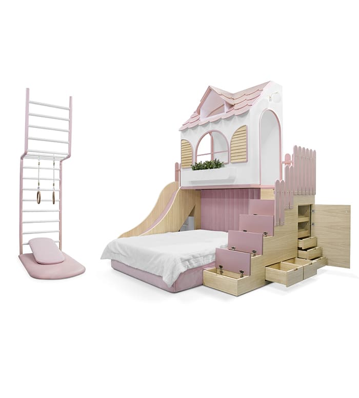 pink doll house bed kids bedroom