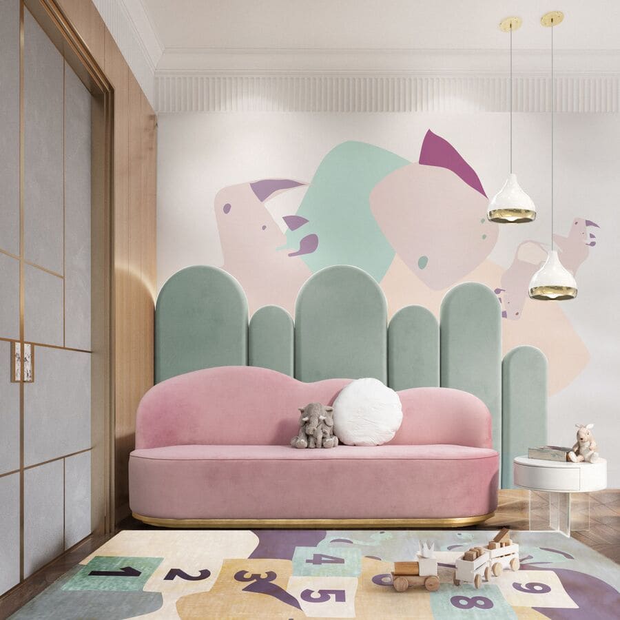 pink small sofa kids room