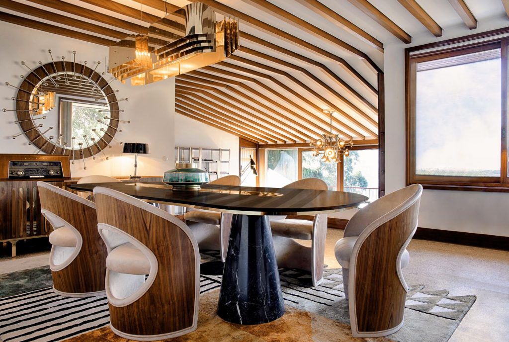 natural material wooden dining room