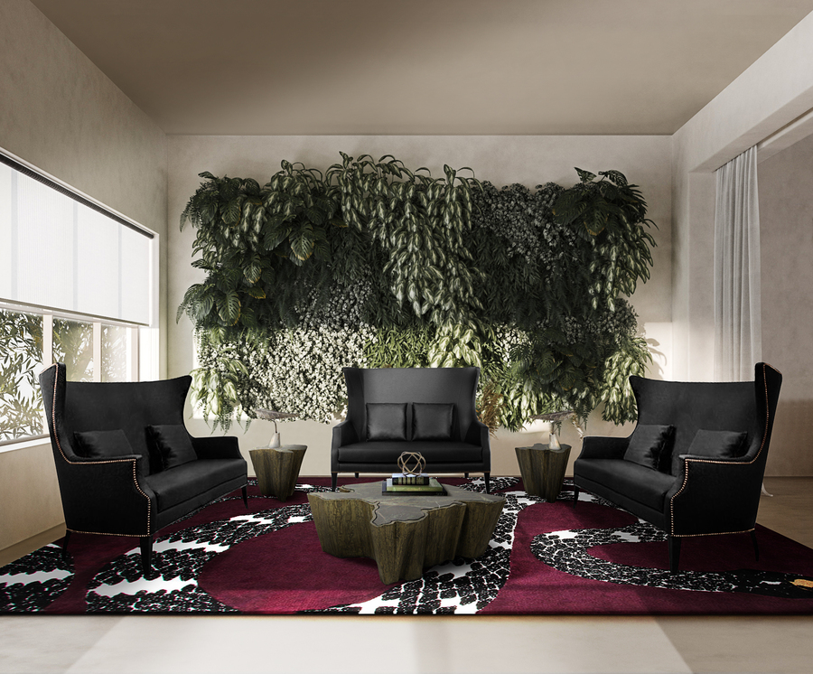 black sofa living room modern