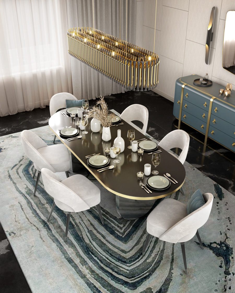 Golden-Detailed Dining Room Ideas