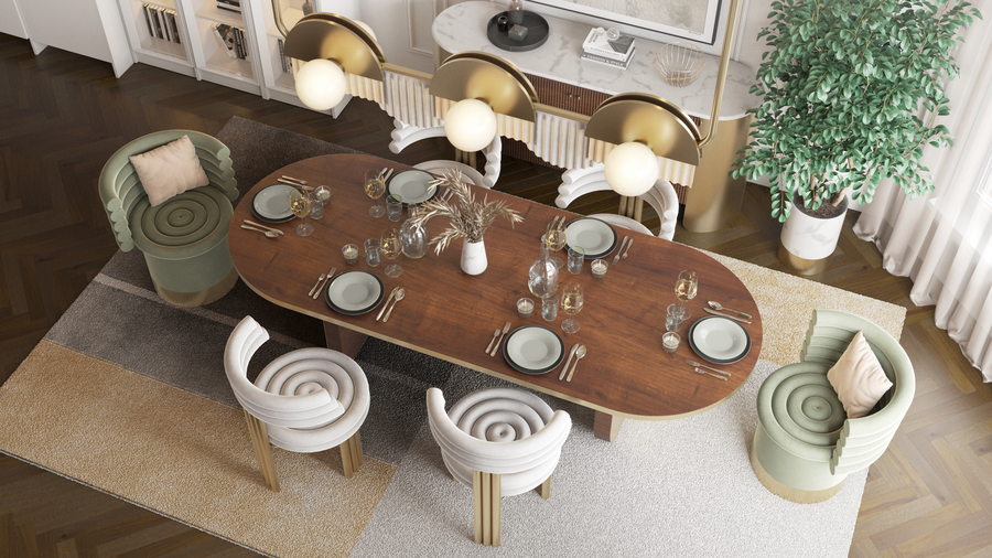 Golden-Detailed Dining Room Ideas